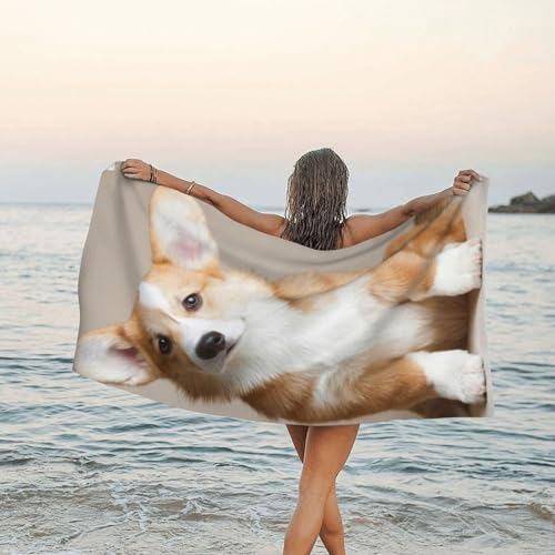 LAMAME Schnell trocknendes Handtuch mit Hundemotiv, leichtes Strandtuch, tragbares Mikrofaser-Badetuch