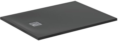 Ideal Standard - Ultra Flat S+, Piatto doccia rettangolare ultrasottile in resina effetto pietra, 120x90cm, Ideal Solid, Scarico lato corto, Nero