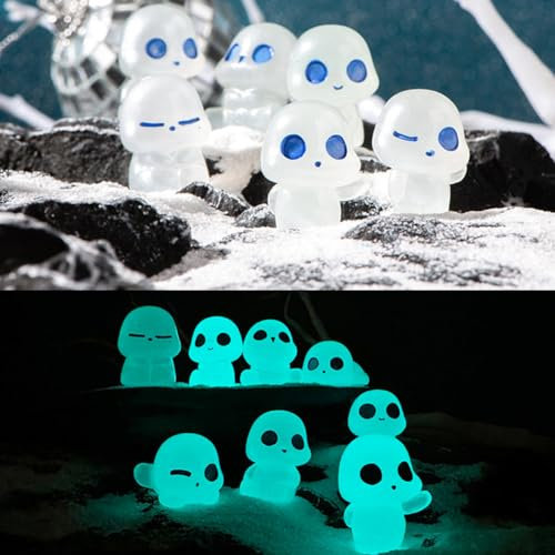 Purple Star 10 Pack Miniatur Figuren Glow In The Dark Aliens Leuchtende Mini Figuren Halloween Miniatur Geist für Fee Garten Zubehör Winzige leuchtende Baum Elfen Statue Micro Dekor Blau