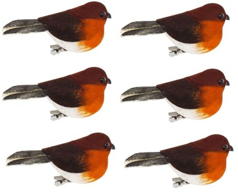 6x/12x Clip On Christmas Robins Cute Festive Xmas Tree Bird Decoration Ornament (6pcs, 10 * 4 * 3cm)