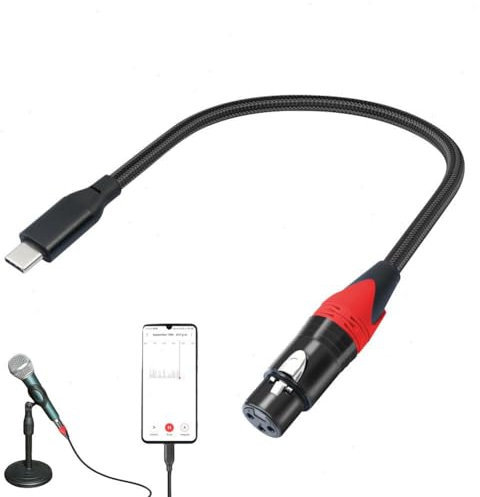HUIIUH USB to XLR Cable, USB C to XLR Female Microphone Cable Female XLR to USB C Mic Link Converter Cable,Plug and Play Mic Adapter for USB Type C Devices Connect Microphone