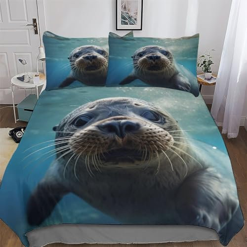 Siegel 3D Print Bettwäsche Set 2 teilig Angenehme Microfaser Bettbezüge, Bettbezug Mit Kissenbezug Für Jungen Mädchen Schlafzimmer Atmungsaktiv Single (135x200cm)