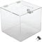 TUKA-i-AKUT Acryl Losbox 25x25x25cm Abschließbar, 3mm Extra Stark Acrylglas Aktionsbox mit Schloß, Spendenbox Einwurfbox Gewinnspielbox Wahlurne Acrylbox Versperrbar, Transparent TKD8260-25cm