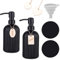 MOQAE Seifenspender Schwarz, 400ml Spülmittelspender Mit Pumpe Aus Edelstahl, Seifenspender Schwarz Set Für Küche Und Bad, Nachfüllbare Pumpflasche Für Flüssigseife, Shampoo, Conditioner Und Duschgel