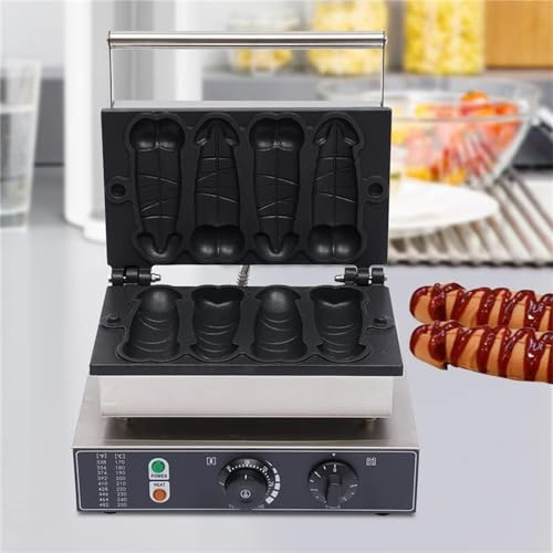 Jrcfnss Commercial Electric Hot Dog Baker, Hot Dog Waffle Maker Iron Machine with 0-300℃ Temp Control & 5min Timer, Perfect for Baking Delicious Waffles