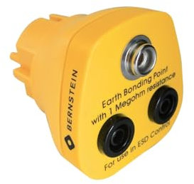 BERNSTEIN ESD Erdungsstecker - 10mm Druckknöpfe & 4mm Bananenbuchsen | Perfekte Personenerdung mit 3 x 1 Megaohm Widerstand für EU-Steckdosen