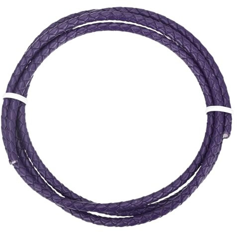 Rebower Round Braided Leather Cord 4mm Bolo Leather Cord String Rope for Jewelry Making, Necklaces, Bracelets, Wraps, Crafts, 1m/3.3ft, Dark Purple