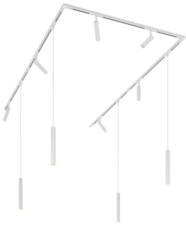 QAZQA - Modern Modernes Schienensystem Komplettset I Spotlight I Deckenspot I Deckenstrahler I Strahler mit 6 Spot I Spotlight I Deckenspot I Deckenstrahler I Strahler I Lampe I Leuchten und 4 Pendell