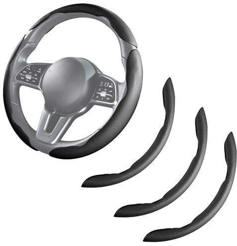 Lenkradbezug Leder Auto Lenkradhülle 3 Teilig Lenkrad Abdeckung Universal Anti Rutsch Lenkradabdeckung Lenkradschoner