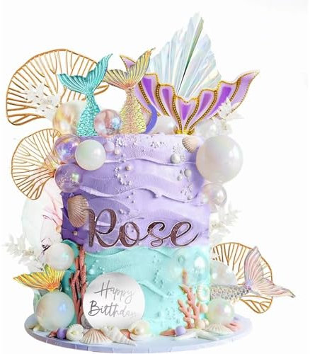 GADITIEK 26 Stück Meerjungfrau Tortendeko, Mädchen Geburtstag Kuchen Deko, Meerjungfrauen Arielle Schwanz Torte Deko, Cake Topper Meerjungfrau Geburtstag Thema Party Dekoration