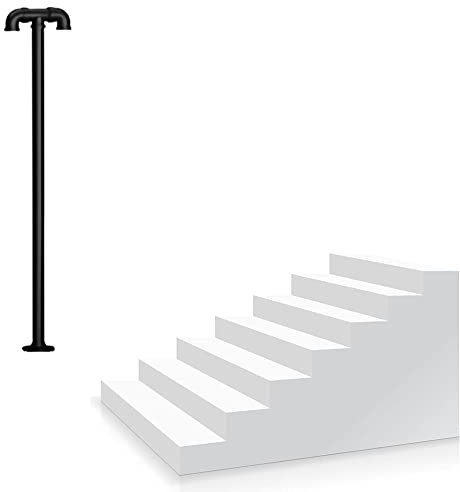 Barandillas de hierro forjado negro mate para exteriores, barandillas de escalera resistentes para puerta de jardín