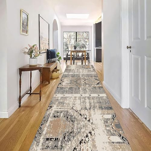 Rutschfester, waschbarer Läufer für Flur, Küche und Wohnzimmer, individuelle Länge, schmaler Teppich, 100 x 400 cm, sehr lang, ideal für 1 m, 150 cm, 2 m, 250 cm, 3 m, 350 cm, 4 m, 5 m, 6 m Räume