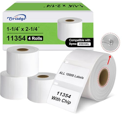 Oritdge 4 Rollen 11354 Große Adressetiketten, 32 mm x 57 mm für DYMO Etikettenrollen S0722540 mit je 1000 Etiketten kompatibel mit DYMO Labelwriter 550 5XL Labelwriter 450 4XL