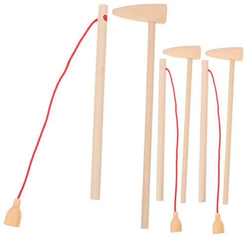 KOMBIUDA Funny Mini Hammer Toys Set 6pcs Boys and Girls Wooden Toys for Educational Play and Motor Skill Development