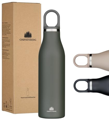 Groenenberg Trinkflasche Edelstahl 500ml oder 750ml | 100% Auslaufsicher | Thermosflasche Kohlensäure geeignet | Isolierflasche Trinkflasche Sport