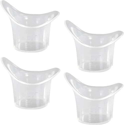 4-Piece Reusable Eye Wash Cup Set for Gentle Eye Cleaning – Soft Silicone & Plastic Eyewash Cups for Daily Eye Care, Comfortable Fit, Easy-to-Use Eye Irrigation Tools