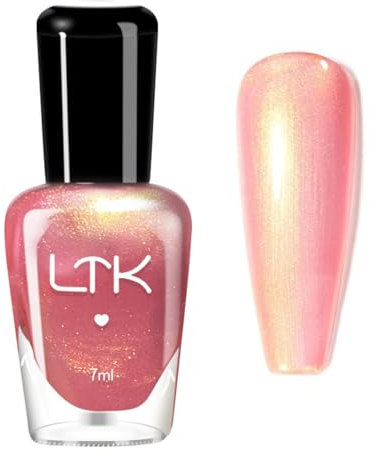 Pearl Nail Polish,Pearl Mermaid Iridescent Shimmer Pink Nail Polish,Pink Glitter Nail Varnish,60 Second Nail Varnish Mermaid,Iridescent Nail Paint Strengthener Long Last Nail Art DIY Home