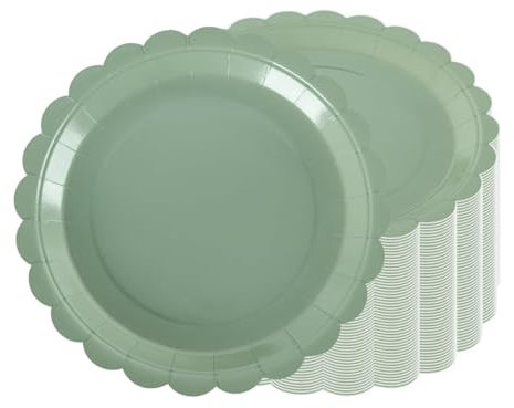 EHOTER Lot De 50 Assiettes De Fête Paquets D'assiettes À Dîner Vertes Assiettes En Carton Pour Anniversaire, Fête Prénatale, Mariage (18cm)