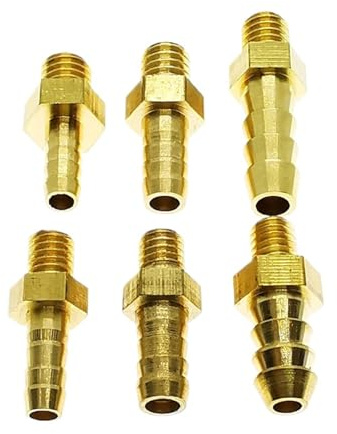 YAKUFAST 5 stücke M4 M5 M6 M8 Metrisches Außengewinde Auf 3mm 4mm 5mm 6mm 8mm Schlauch Barb OD Messing Stacheldraht Rohr Fitting Koppler Stecker(M8x1.0 to 4mm)