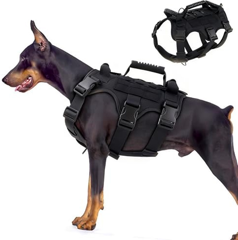 KINDLUME Sicherheitsgeschirr Hund, Anti Zug Hundegeschirr, Hundegeschirr für große Hunde, Ausbruchsicher Brustgeschirr mit 3 Griffen, Vest mit Weicher Polsterung, für Training, Wandern, Spaziergang