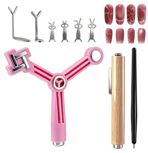 9 Pcs Professional Cat Eye Magnet for Nails Kit, Multi-Shape Magnetic Tools for Gel Polish, Create Floral/Round/French / Heart Nail Art Designs, Ideal for DIY & Salon Manicure