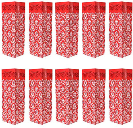 10er Packung edle Flaschentüten Geschenktüten rot für Wein Sekt und Champagner geeignet 36x12x10
