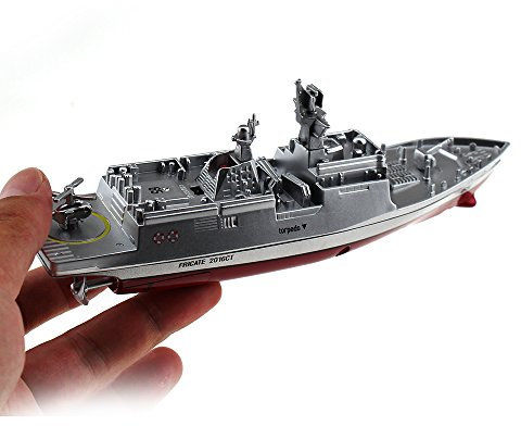 Tipmant Military RC Naval Ship Vessel Model Remote Control Boat Speedboat Yacht Electric Water Kids Toy - Silver