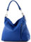 modamoda de T183 Damen Schultertasche Handtasche Tragetasche Echtleder Groß handmade in Italy, Farbe:Blau