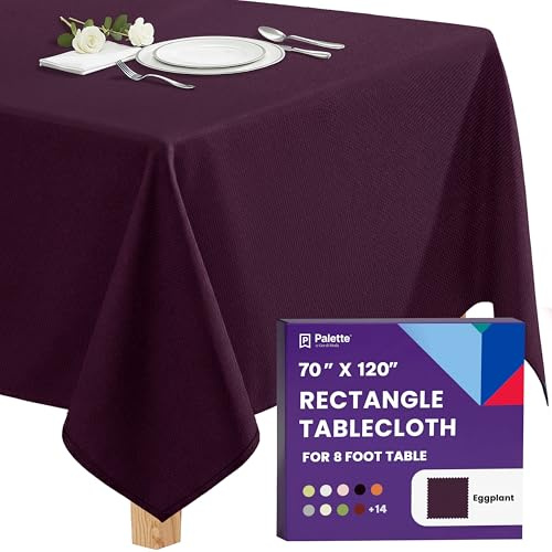 Gee Di Moda Rectangle Tablecloth - 70 x 120 Inch Eggplant Table Cloth for 6 or 8 Foot Rectangle Table - Heavy Duty Washable Fabric - for Buffet, Holiday, Dinner, Wedding & Baby Shower