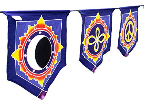 Ancient Wisdom Love in the Centre - Seven Batik Flags - 30cm x 24cm - Bali Batik