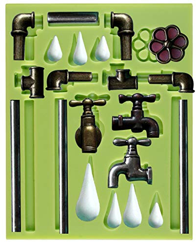 Musykrafties Mini Steampunk-Stil Sanitärrohrleitung und Wasserhahn Fondant Silikonform Kuchendekoration Ton Basteln