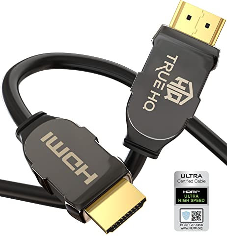 3M HDMI 2.1 Cable Certified 8K 48Gbps by True HQ | Ultra High Speed PREMIUM Lead with Ethernet | 8K 60Hz 4K 120Hz UHD HDCP 2.2 eARC | Dolby Vision Dynamic HDR PS5 Xbox Series X | Zinc Alloy & Gold