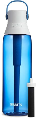 BRITA Insulated Filtered Water Bottle with Straw, Reusable, BPA Free Plastic, Sapphire, 26 Ounce