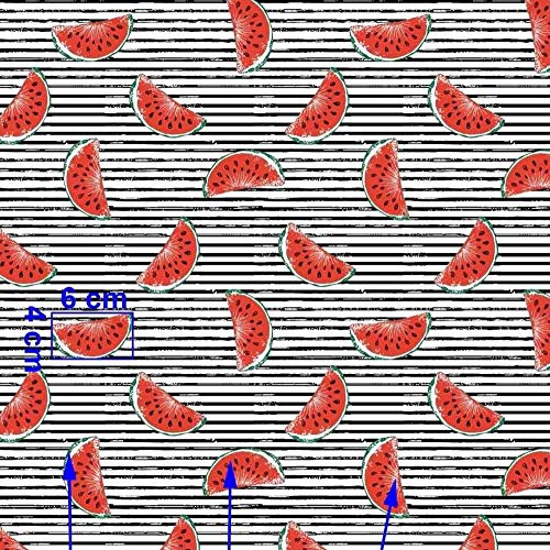 100x160cm Frucht Früchte Zitrus Obst 100% Baumwolle Baumwollstoff Kinder Meterware Handwerken Nähen Stoff (Melone Schwarz Streifen, 100x160cm (11,99€/m))