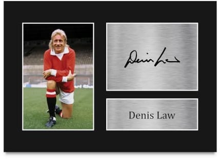 HWC Trading A4 Denis Law Gifts gedrucktes Autogramm für Fans und Fans – A4