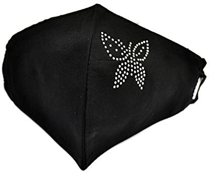 Euly Stoffmaske Mund-Nasen-Schutz Behelfsmasken waschbar wiederverwendbar Baumwolle Damen Herren Tröpchen Schutz Anti Staub resistent gegen Speichel Staubschutzmaske (Schmetterling Schwarz)