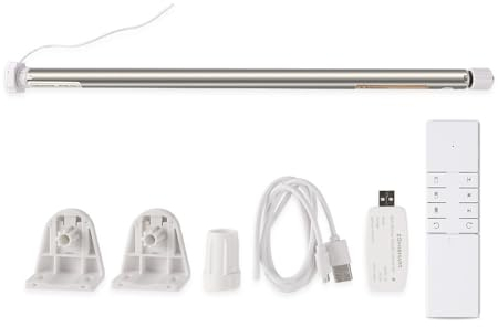 zemismart Tuya WiFi-Rollschirmmotor,eingebauter Akku, intelligenter Lebens-Rollo-Motor, Echo-/Nest-Sprachsteuerung, Timer-Funktion, Tuya-App-Fernbedienung(mit Fernbedienung 9,für 20/2528 mm)
