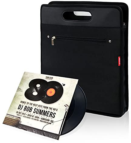 AKOZLIN Sac de transport pour disques vinyles - Peut contenir jusqu'à 20 disques vinyles - Étui durable pour la plupart des disques vinyles de 17,8 cm, 25,4 cm, 30,5 cm