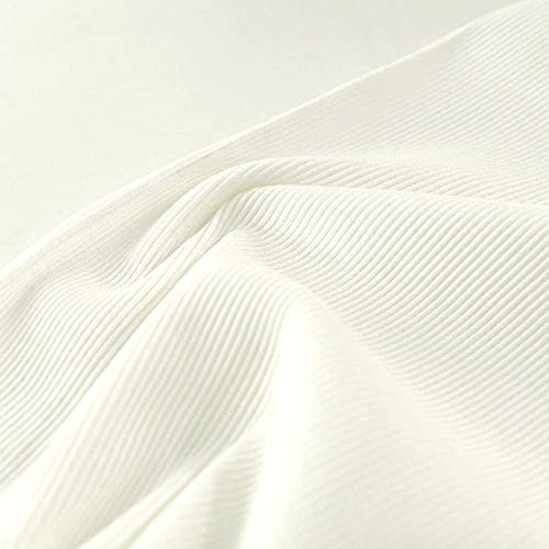 TOLKO Bündchen-Jersey für Shirt Kleid Rock | Kleiderstoff Modestoff Weich knitterarm elastisch | 50cm breit Schlauch Jersey Baumwollstoff Jersey Stoff Meterware (Creme Rippe)