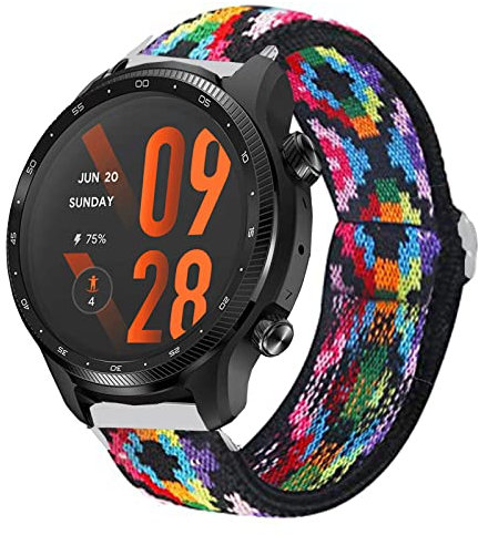 Giaogor Compatible for TicWatch Pro 3 Ultra Band, Stretch Elastics Nylon Adjustable Replacement Strap Accessories Compatible for icWatch Pro 3 Ultra GPS Smartwatch 2021 (Colorful)