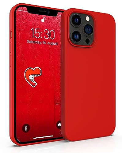 MyGadget Hülle kompatibel mit iPhone 13 Pro - Gummierte Handyhülle - [ 3 Layer Struktur ] Schutzhülle mit Soft Inlay & Hardcase Cover außen - Rot