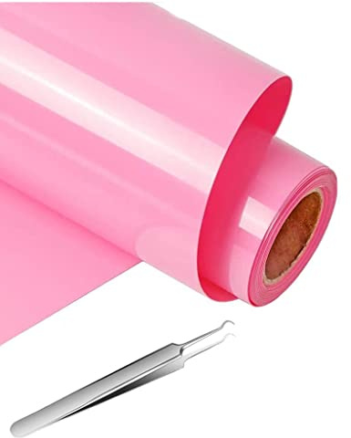 NCRGB Vinile Termoadesivo per Tessut,Pellicola per Plotter in Vinile a Trasferimento Termico,Facile da Tagliare e Sarchiare,Vinile Adesivo per T-Shirt (Rosa, 30.5×305 cm)