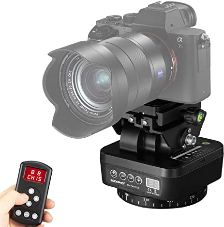 Soonpho M4 Motorized Rotating Panoramic Tripod Head, Remote Control Pan Tilt Head with Remote Control and Mobile Phone Clip for DSLR Cameras, Camcorders, Smartphones, Tripod