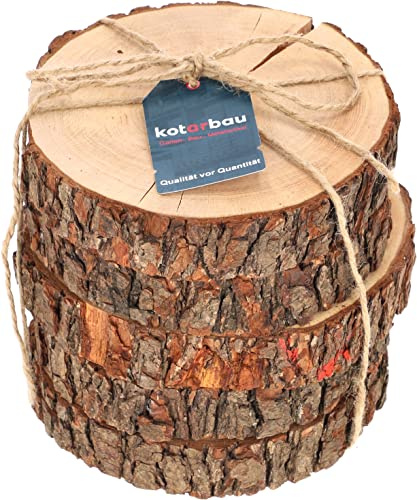KOTARBAU® 5er Set Dekorative Holzscheiben Kerzenständer Holzständer mit Juteschnur
