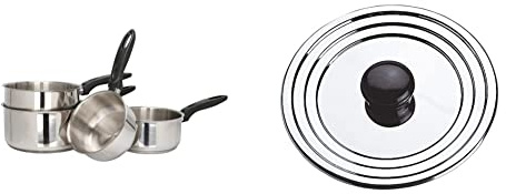Sitram Série de 4 casseroles 14/16/18/20 cm - acier inoxydable - poignée thermorésistante - tous feux dont induction - 710482 & Couvercle, Argent