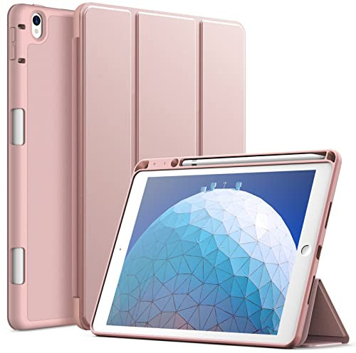 JETech Case for iPad Air 3 (10.5-Inch 2019, 3rd Generation) and iPad Pro 10.5 with Pencil Holder, Slim Tablet Cover with Soft TPU Back, Auto Wake/Sleep (Rose Gold)