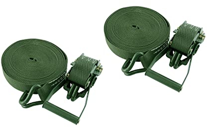 MIlAodE Schwerlast-Zurrgurte Materialhandhabungsgurte Spanngurte Ratschen-Zurrgurte für mit Fahrzeugen gebündelte Frachtgurte, 2 Sätze 5 cm breit (Size : 12m) (Green 15m)