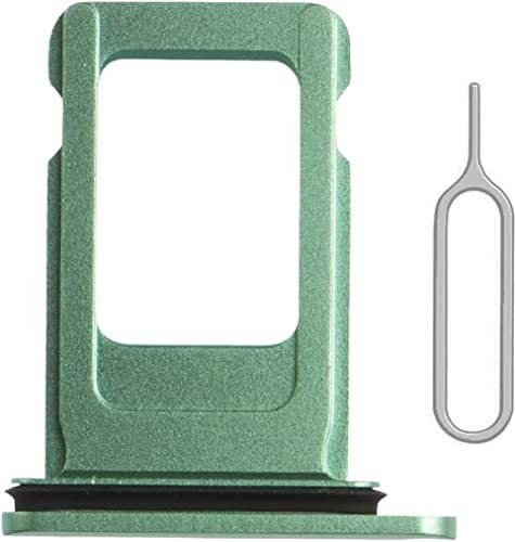Phoupair SIM-Kartensteckplatz-Halter, Ersatz kompatibel mit iPhone 11, 15,5 cm (6,1 Zoll), Gummidichtung und SIM-Pin (grün) (Einzel-SIM-Version)