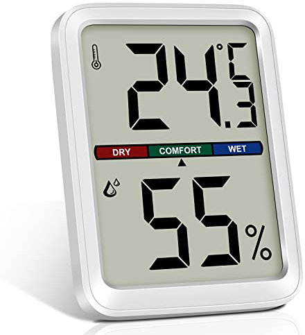flintronic Termometro Igrometro Interno, Temperatura Ambiente Digitale Termoigrometro con Monitor Interno E Bilancia Comfort, Mini Mmisuratore di Umidità Accurato per Ambiente Stanza Monitoraggio