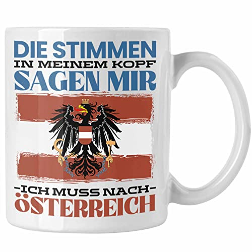 Trendation - Österreich Tasse Urlaub Heimat Geschenk Spruch Österreicher Austria Geschenkidee (Weiß)